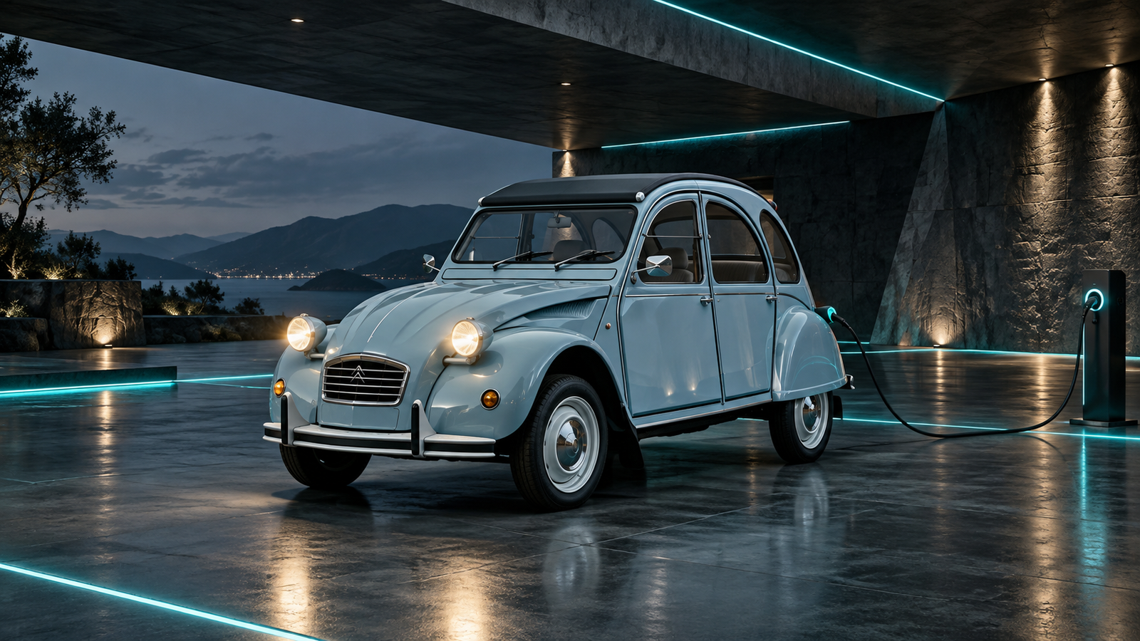 Citroën 2CV als restaurierter elektrischer Klassiker – Umbauvisualisierung