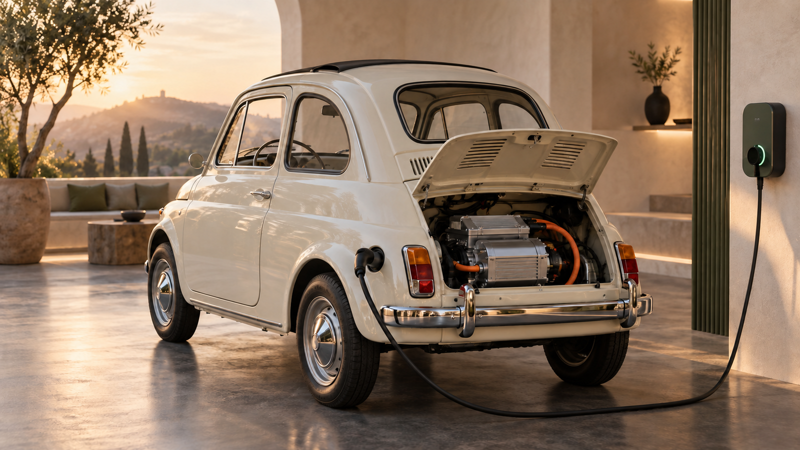 Fiat 500 als restaurierter Elektro-Klassiker – Umbauvisualisierung