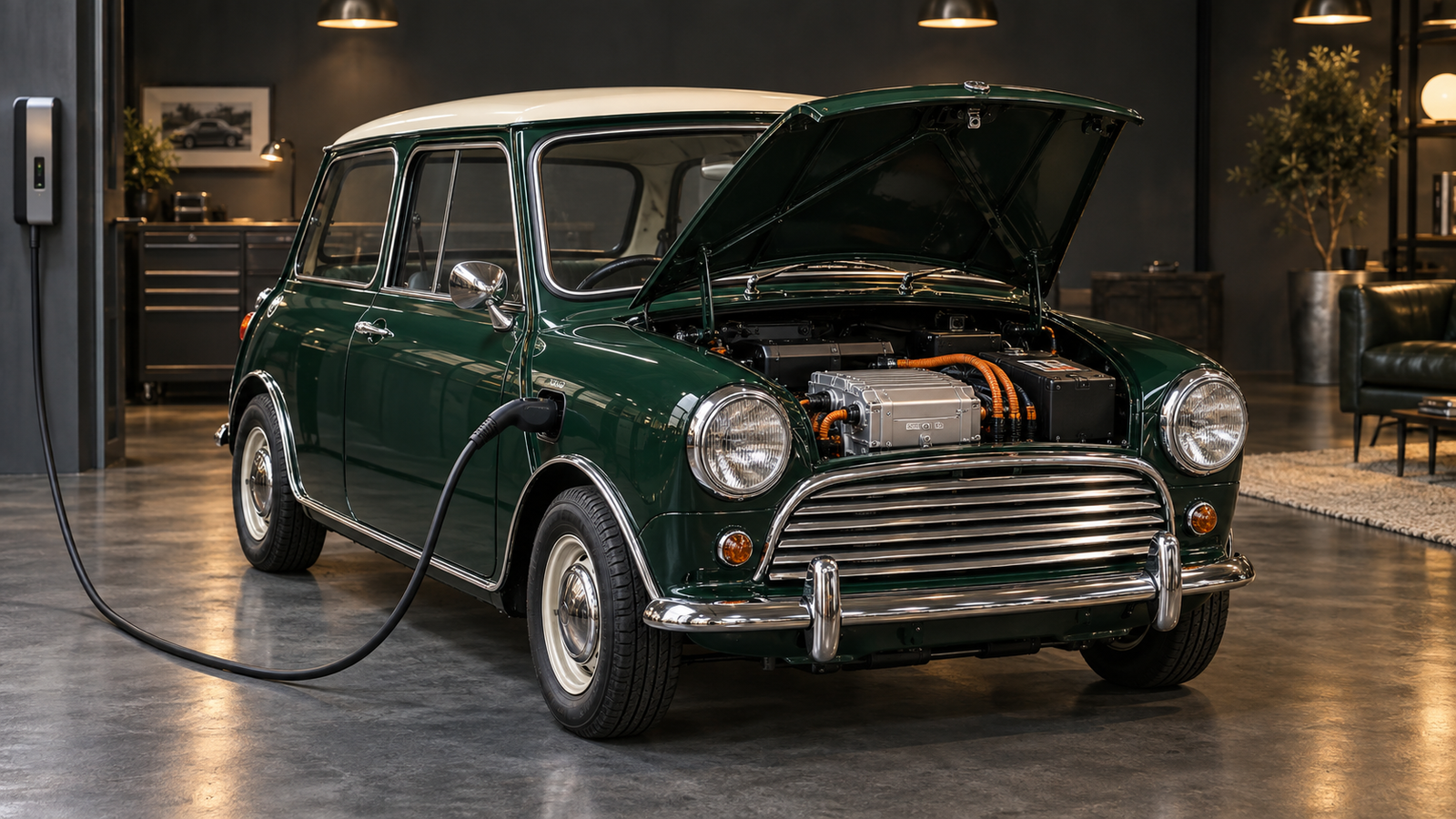 Classic Mini als restaurierter Elektro-Klassiker – Umbauvisualisierung
